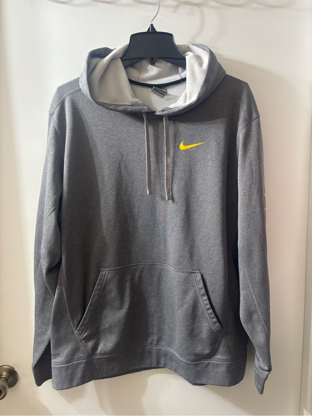 Nike Gray Hoodie with Yellow Logo